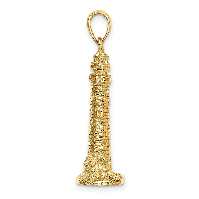 Million Charms 14K Yellow Gold Themed 3-D Cape May ,Nj Lighthouse Charm