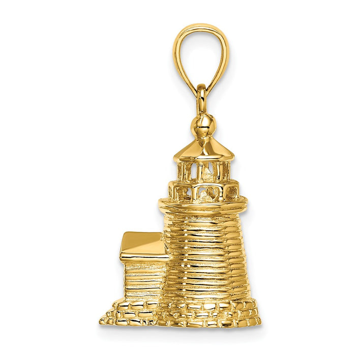 Million Charms 14K Yellow Gold Themed 3-D Brant Point Lighthouse Nantucket Harbor, Ma Charm