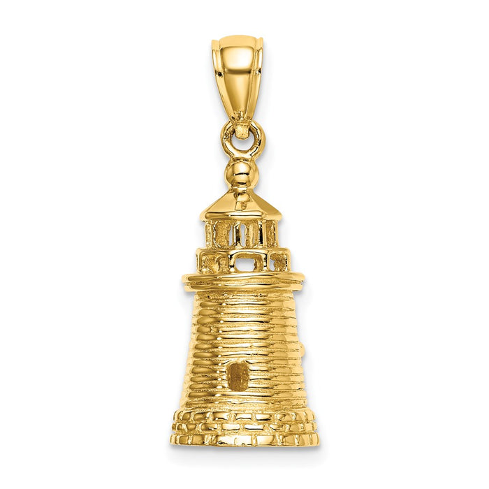 Million Charms 14K Yellow Gold Themed 3-D Brant Point Lighthouse Nantucket Harbor, Ma Charm