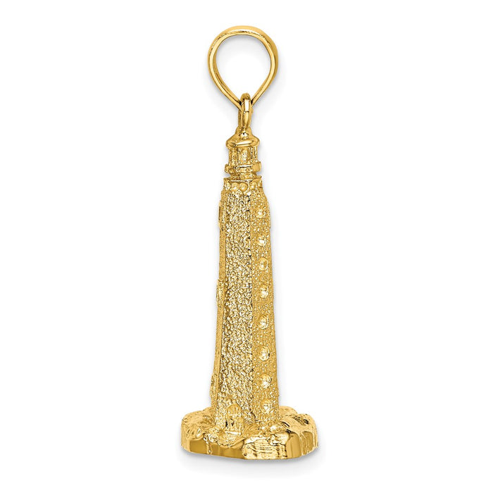 Million Charms 14K Yellow Gold Themed 3-D Cape Henlopen Lighthouse, De Charm