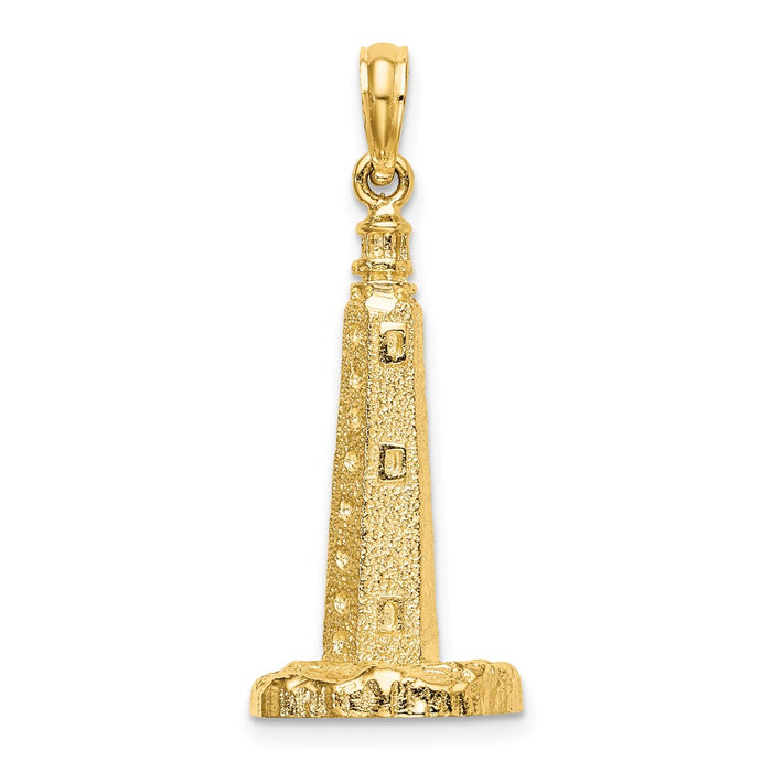 Million Charms 14K Yellow Gold Themed 3-D Cape Henlopen Lighthouse, De Charm