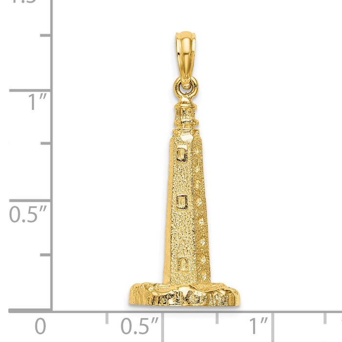 Million Charms 14K Yellow Gold Themed 3-D Cape Henlopen Lighthouse, De Charm