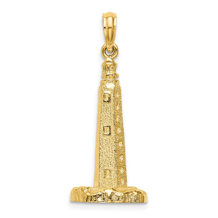 Million Charms 14K Yellow Gold Themed 3-D Cape Henlopen Lighthouse, De Charm