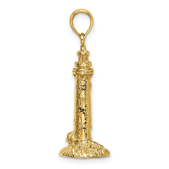 Million Charms 14K Yellow Gold Themed 3-D Fenwick Island Lighthouse, De Charm