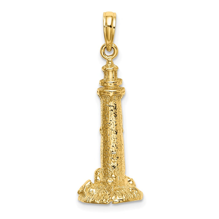 Million Charms 14K Yellow Gold Themed 3-D Fenwick Island Lighthouse, De Charm