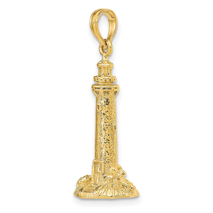 Million Charms 14K Yellow Gold Themed 3-D Fenwick Island Lighthouse, De Charm