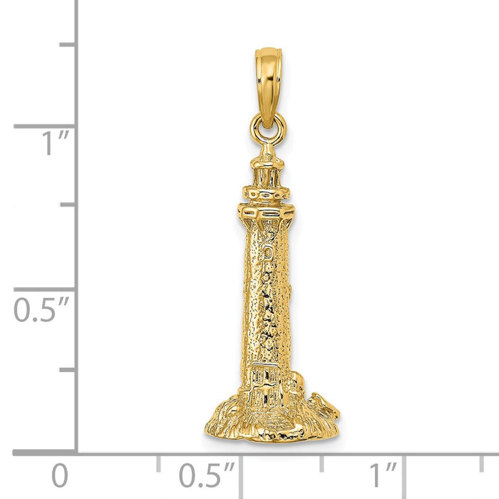 Million Charms 14K Yellow Gold Themed 3-D Fenwick Island Lighthouse, De Charm