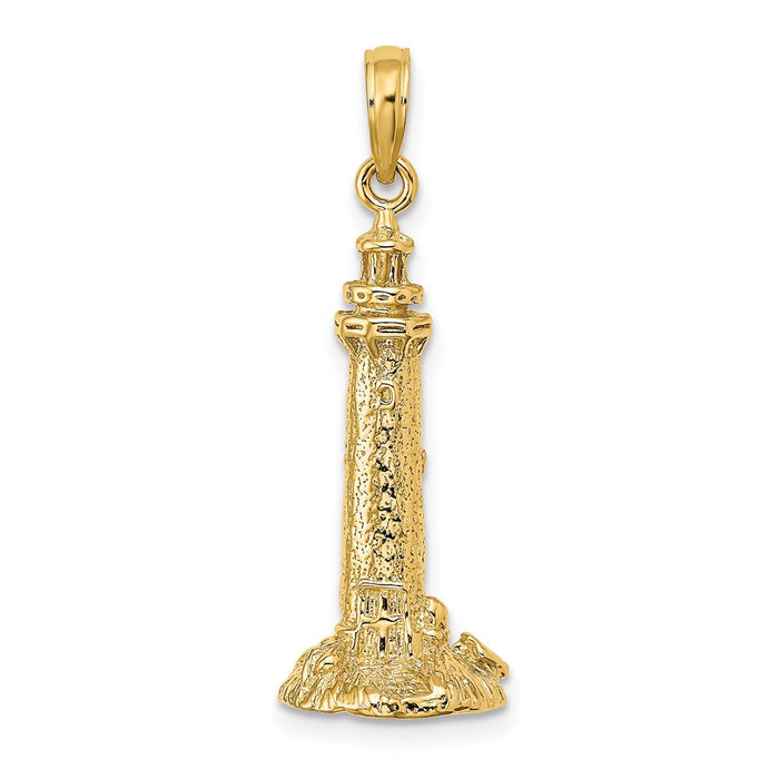 Million Charms 14K Yellow Gold Themed 3-D Fenwick Island Lighthouse, De Charm