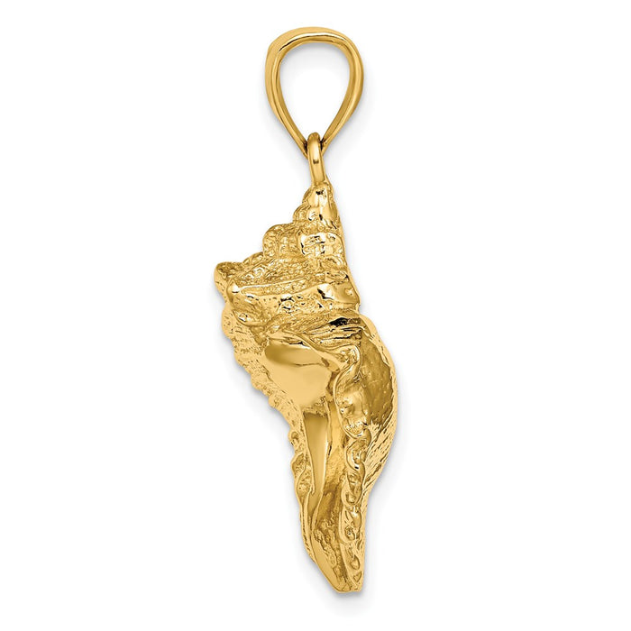 Million Charms 14K Yellow Gold Themed Textured 2-D Conch Shell Charm