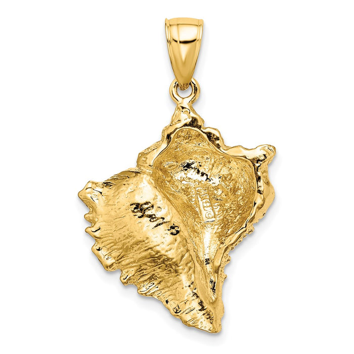 Million Charms 14K Yellow Gold Themed Textured 2-D Conch Shell Charm