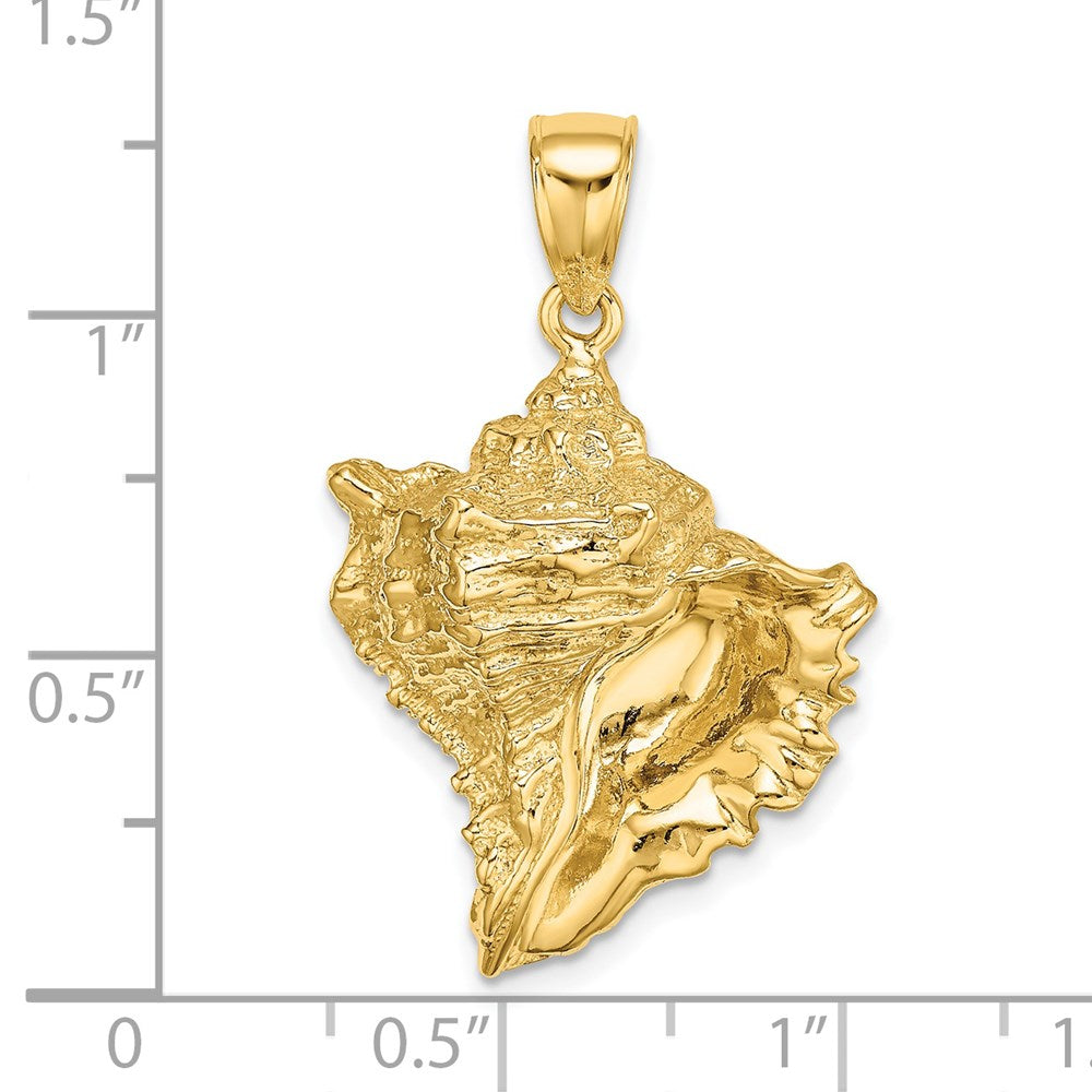 Million Charms 14K Yellow Gold Themed Textured 2-D Conch Shell Charm