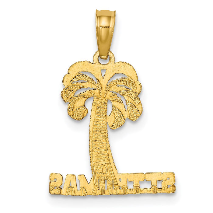 Million Charms 14K Yellow Gold Themed Religious Saint Thomas Under Palm Tree Charm