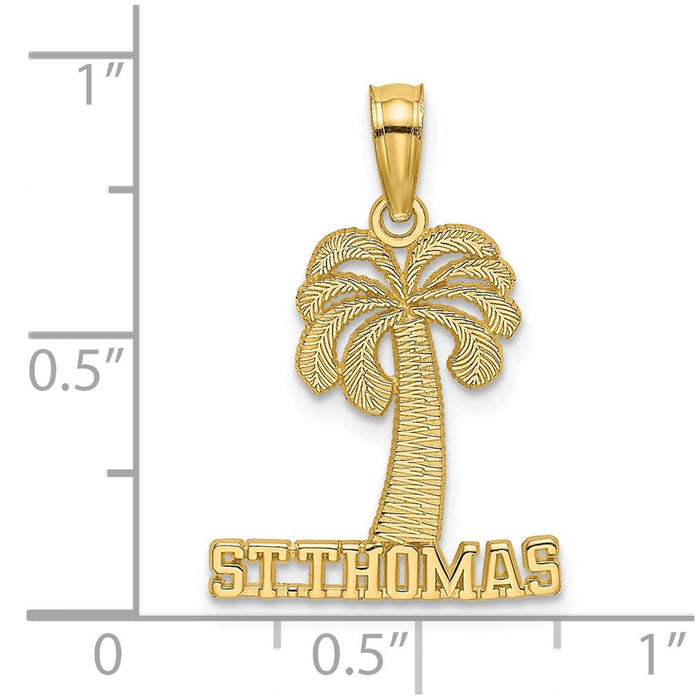 Million Charms 14K Yellow Gold Themed Religious Saint Thomas Under Palm Tree Charm