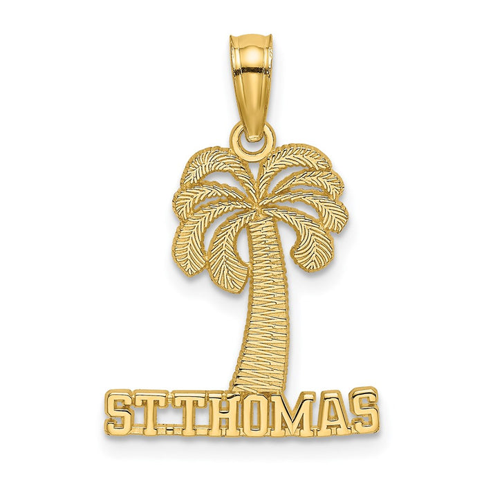 Million Charms 14K Yellow Gold Themed Religious Saint Thomas Under Palm Tree Charm