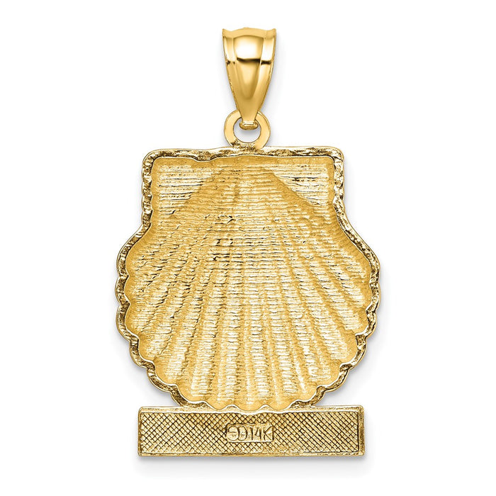 Million Charms 14K Yellow Gold Themed Religious Saint Thomas 2-D Under Scallop Shell Charm