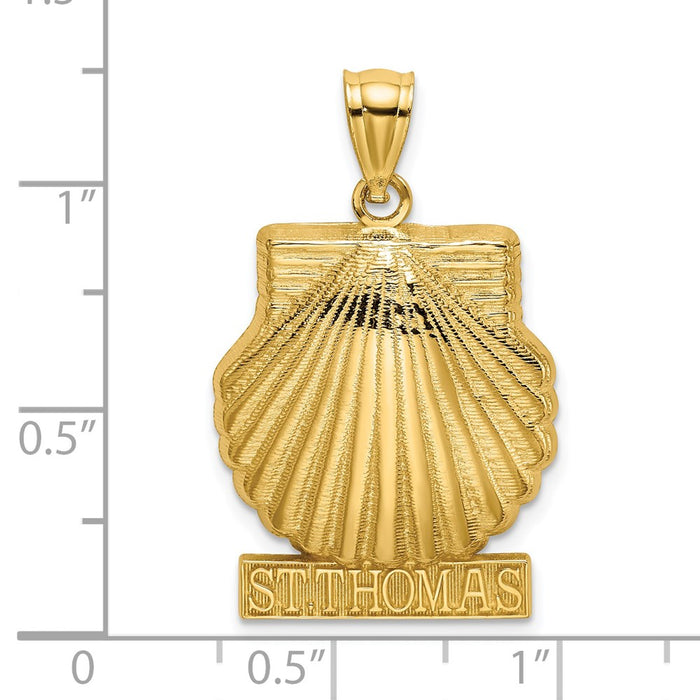 Million Charms 14K Yellow Gold Themed Religious Saint Thomas 2-D Under Scallop Shell Charm