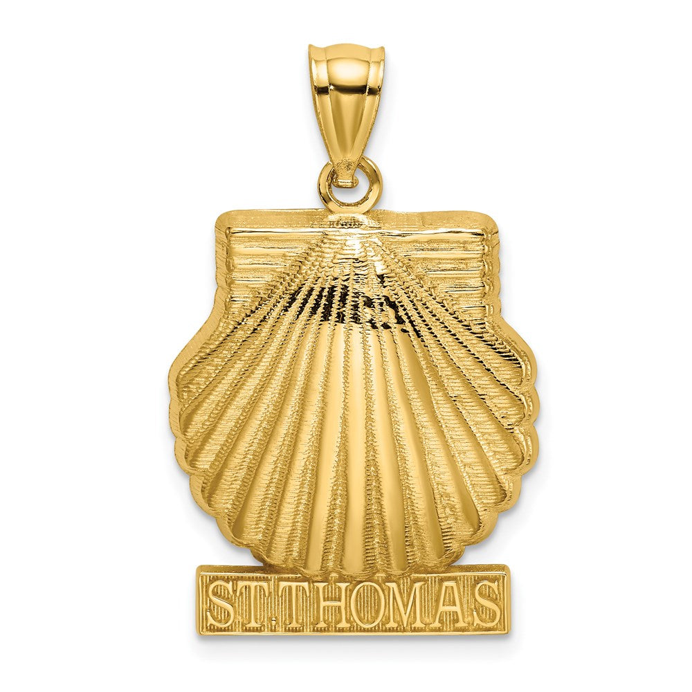 Million Charms 14K Yellow Gold Themed Religious Saint Thomas 2-D Under Scallop Shell Charm