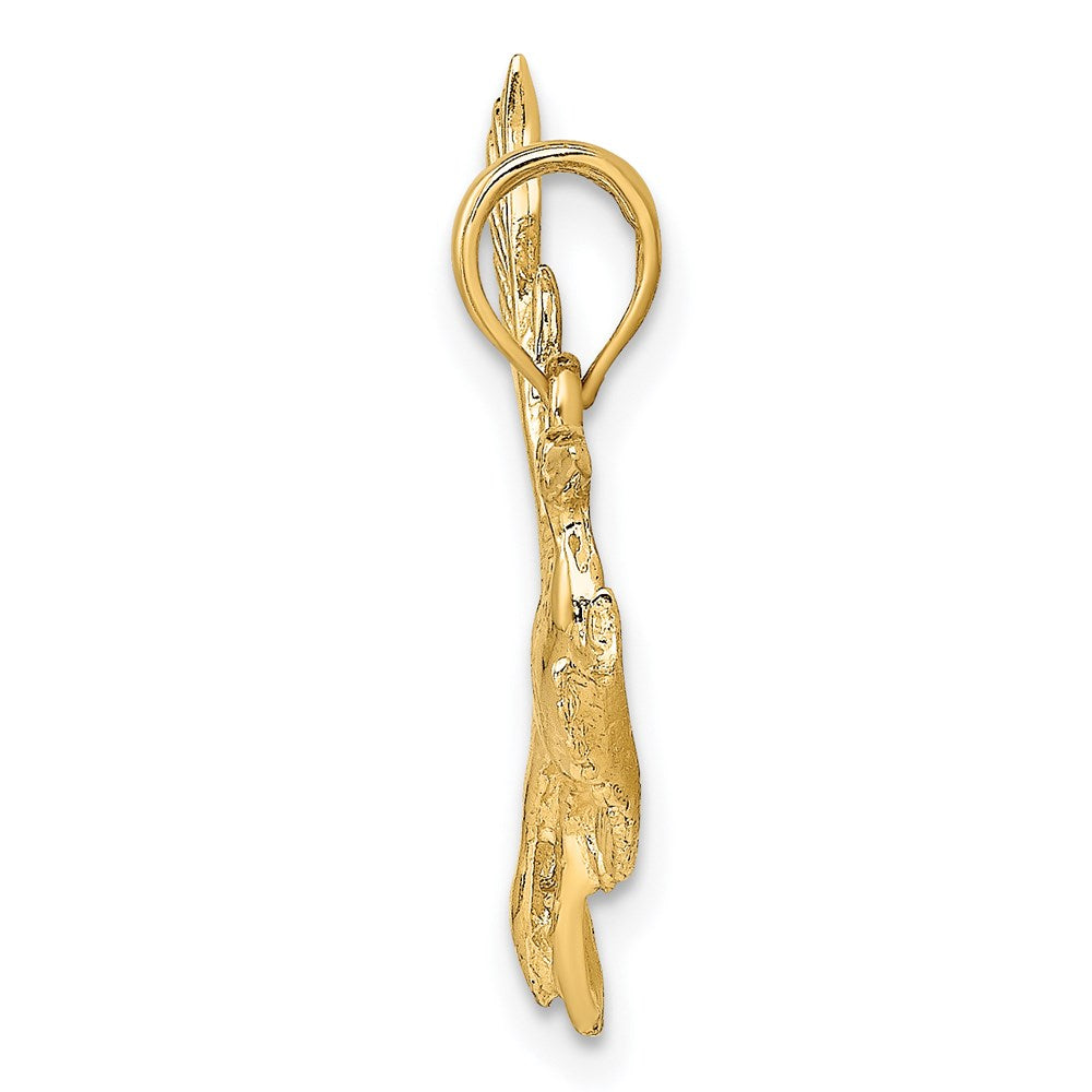 Million Charms 14K Yellow Gold Themed 2-D Flying Heron Bird Charm