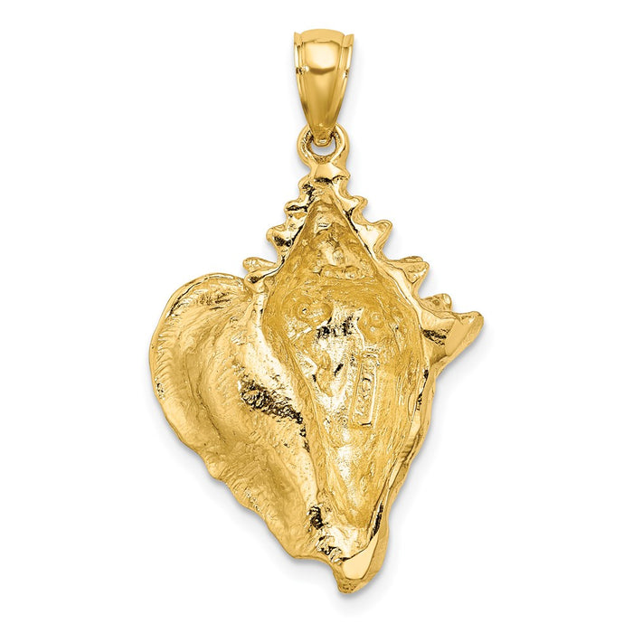 Million Charms 14K Yellow Gold Themed 2-D Conch Sell Charm