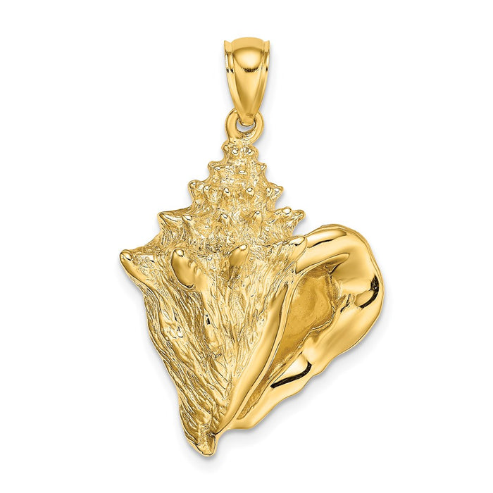 Million Charms 14K Yellow Gold Themed 2-D Conch Sell Charm