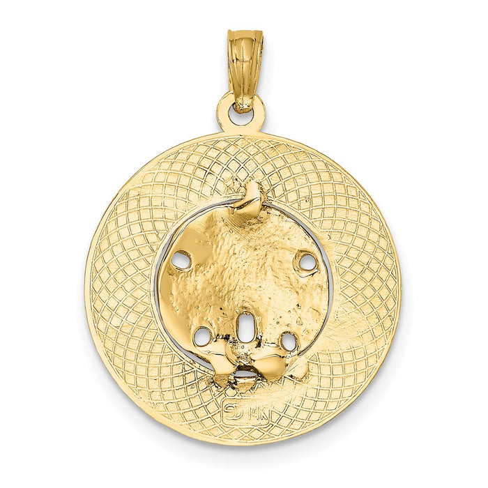 Million Charms 14K Yellow Gold Themed Myrtle Beach On Round Frame With Sand Dollar Charm