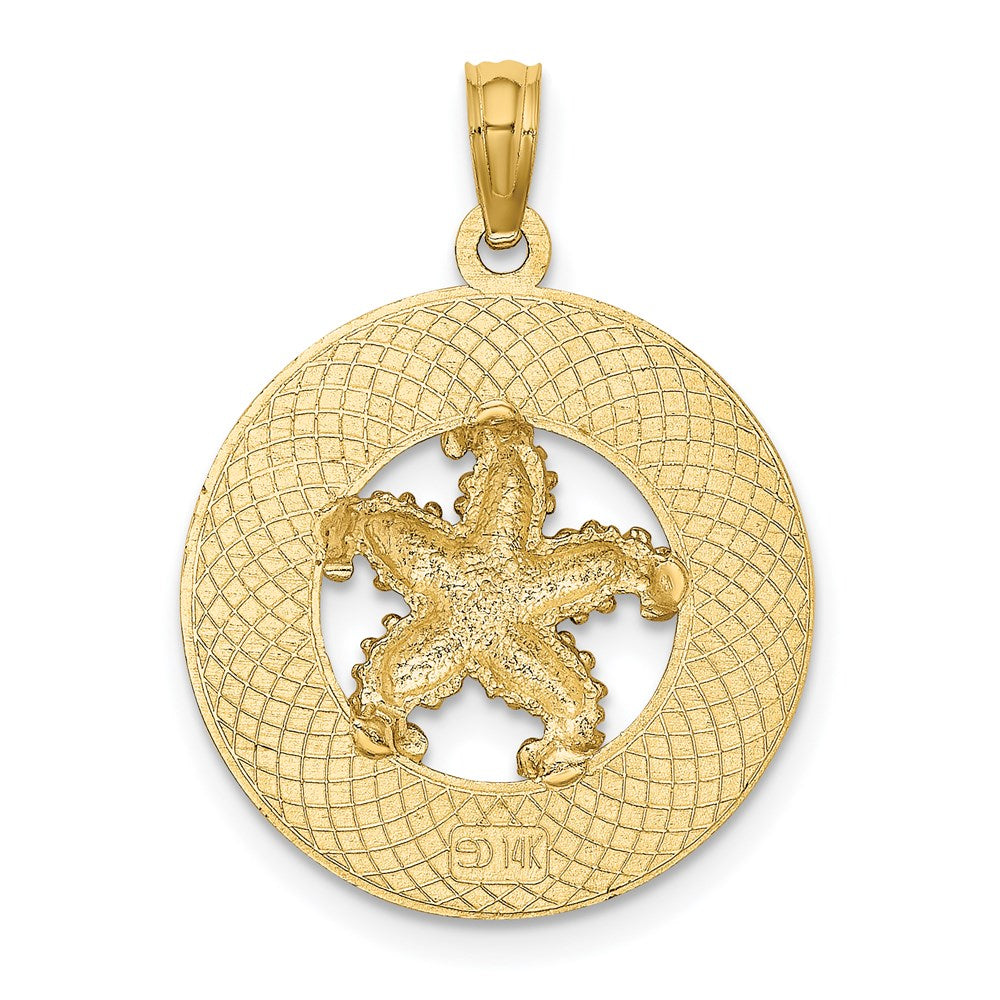 Million Charms 14K Yellow Gold Themed Myrtle Beach On Round Frame With Nautical Starfish Charm