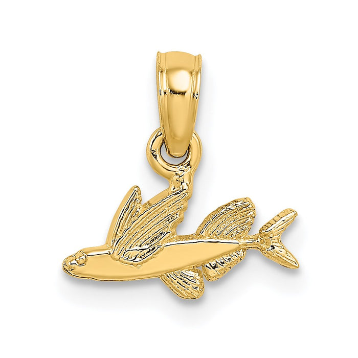 Million Charms 14K Yellow Gold Themed Mini Flying Fish Charm