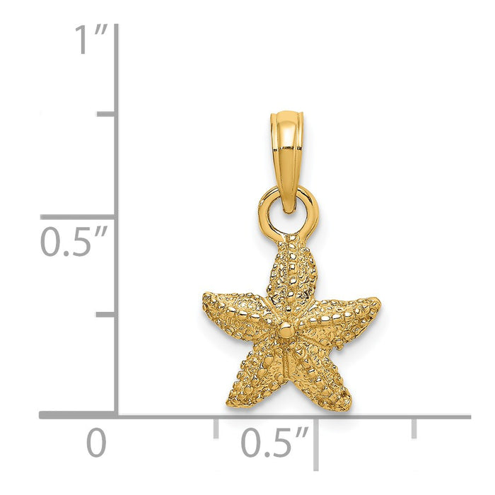 Million Charms 14K Yellow Gold Themed 2-D Nautical Starfish Charm