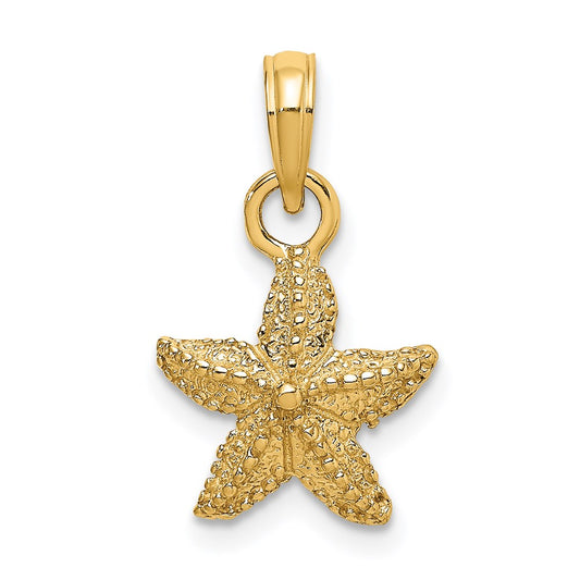 Million Charms 14K Yellow Gold Themed 2-D Nautical Starfish Charm