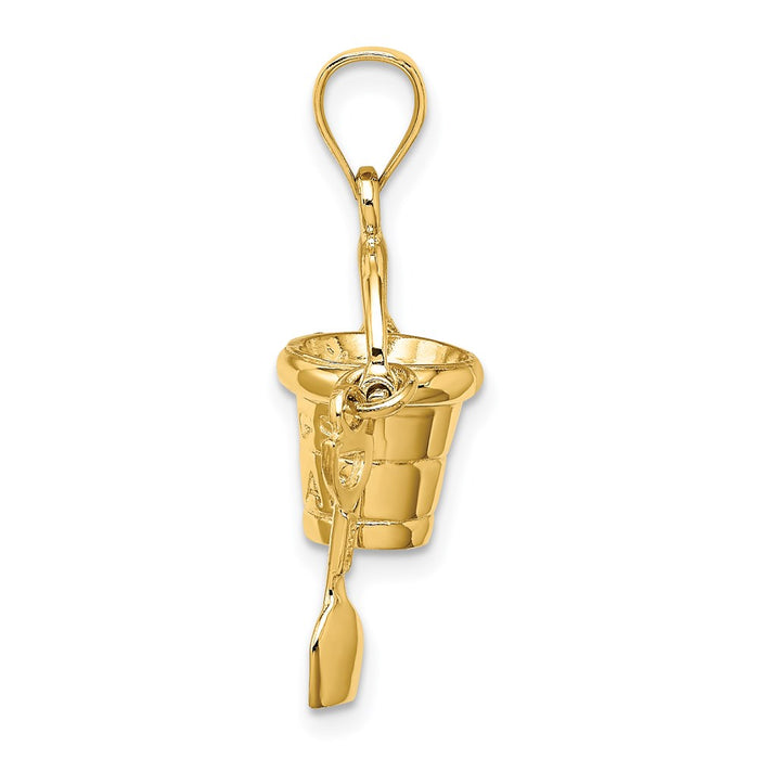 Million Charms 14K Yellow Gold Themed Nags Head Bucket With Shovel Charm