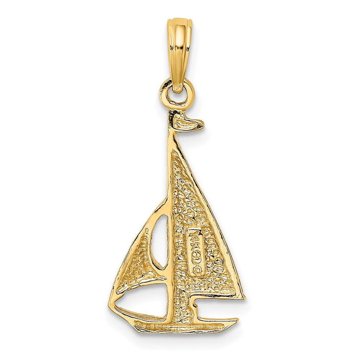 Million Charms 14K Yellow Gold Themed 2-D & Polished Nautical Sailboat Charm