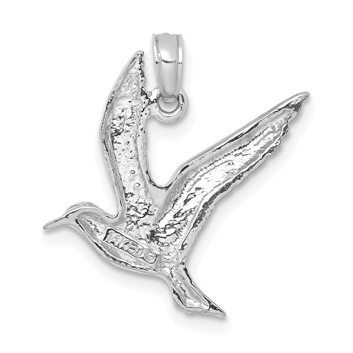 Million Charms 14K White Gold Themed Polished Seagull Flying Charm