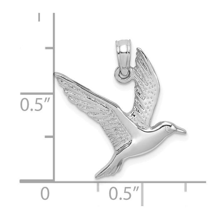 Million Charms 14K White Gold Themed Polished Seagull Flying Charm