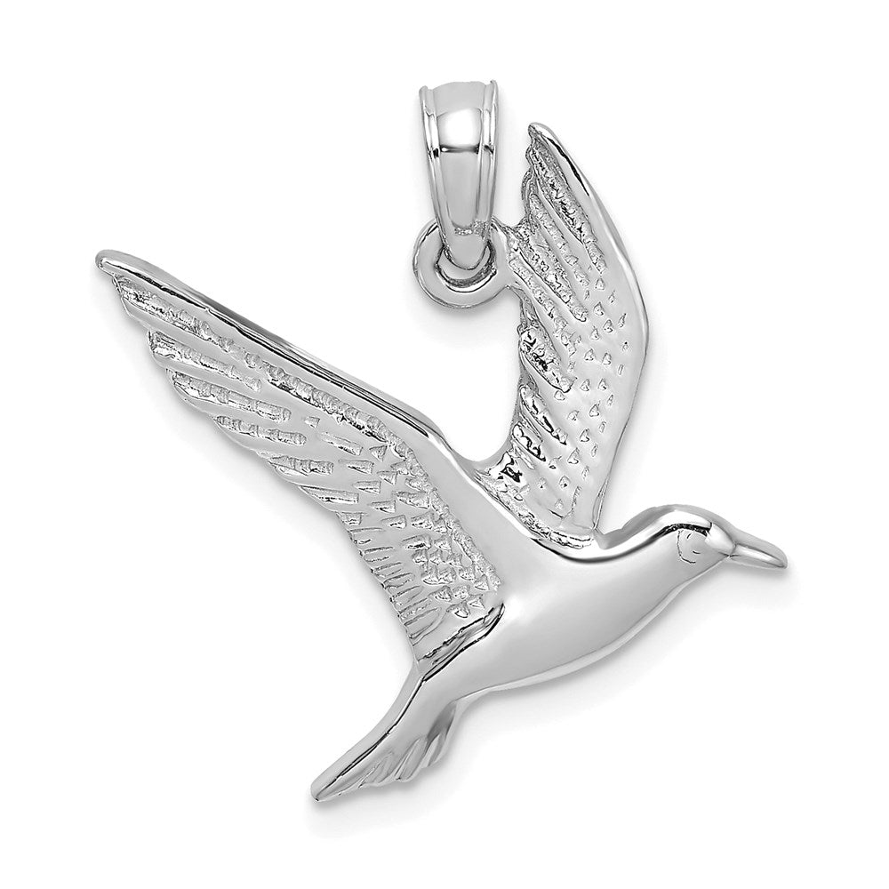 Million Charms 14K White Gold Themed Polished Seagull Flying Charm