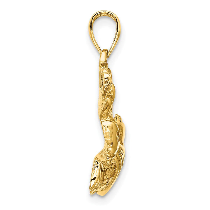 Million Charms 14K Yellow Gold Themed 2-D Polished & Textured Lion Fish Charm