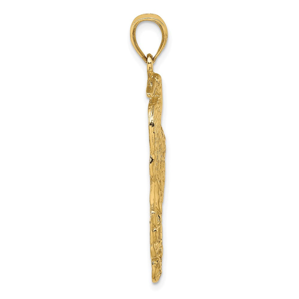 Million Charms 14K Yellow Gold Themed 2-D & Textured Egret Bird Standing Charm