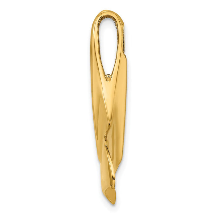 Million Charms 14K Yellow Gold Themed 3-D Polished With Hidden Bail Whale Tail Charm