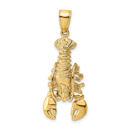Million Charms 14K Yellow Gold Themed 2-D Moveable Lobster Charm