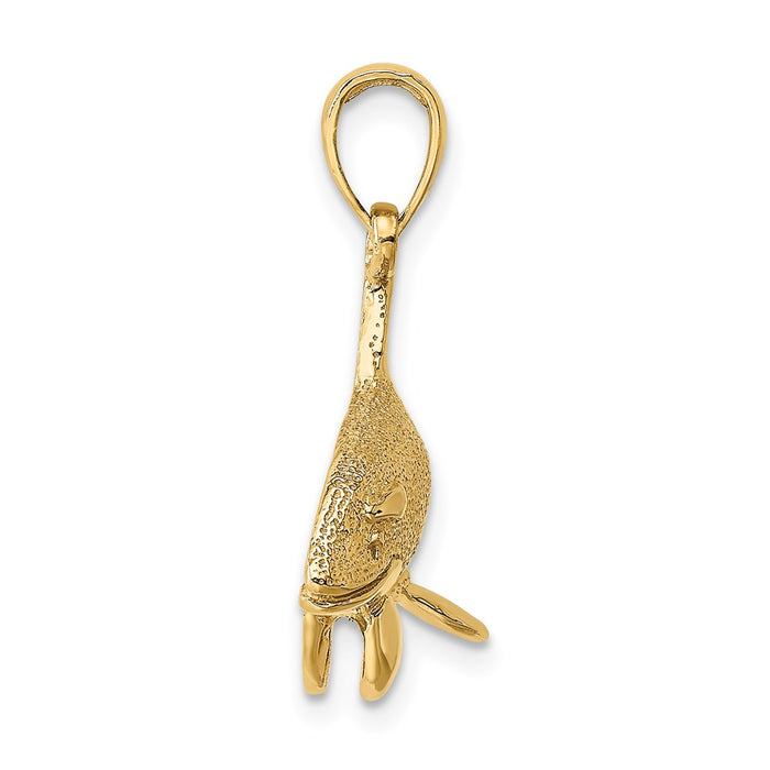 Million Charms 14K Yellow Gold Themed 2-D Textured Killer Whale Charm