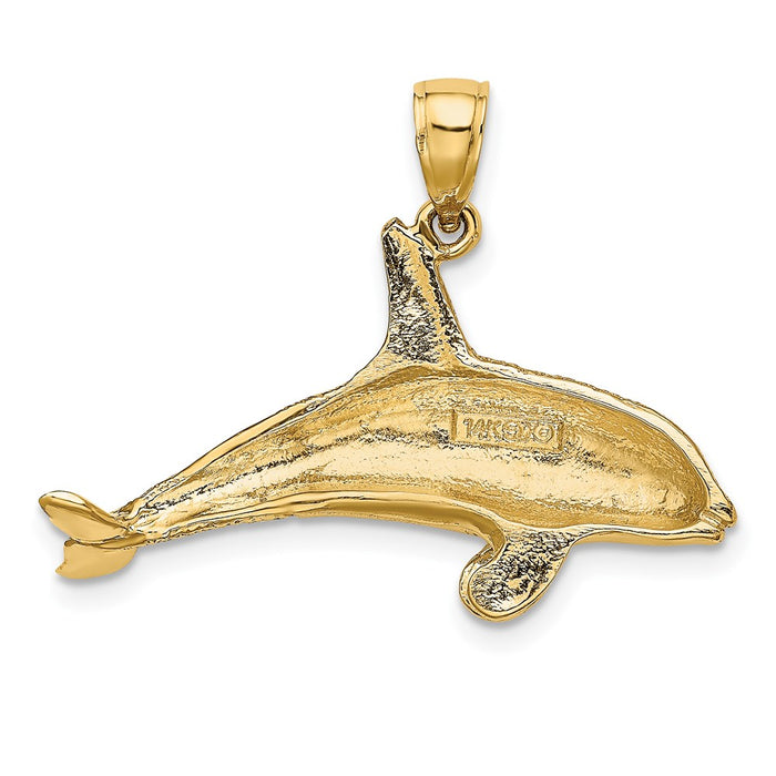 Million Charms 14K Yellow Gold Themed 2-D Textured Killer Whale Charm