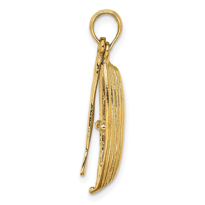 Million Charms 14K Yellow Gold Themed 3-D Boat With Dangling Ores Charm