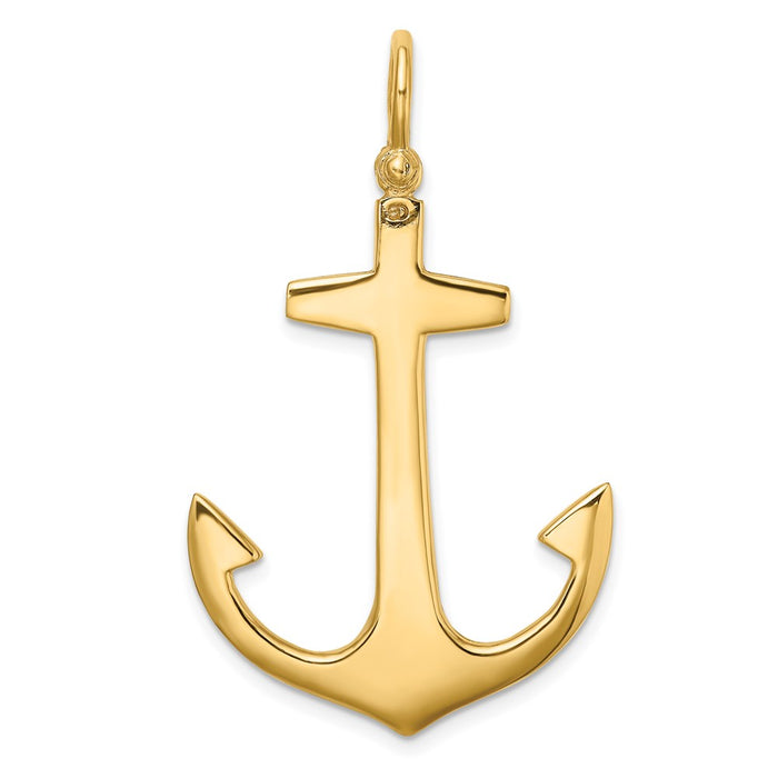 Million Charms 14K Yellow Gold Themed 3-D Polished Large Nautical Anchor Charm