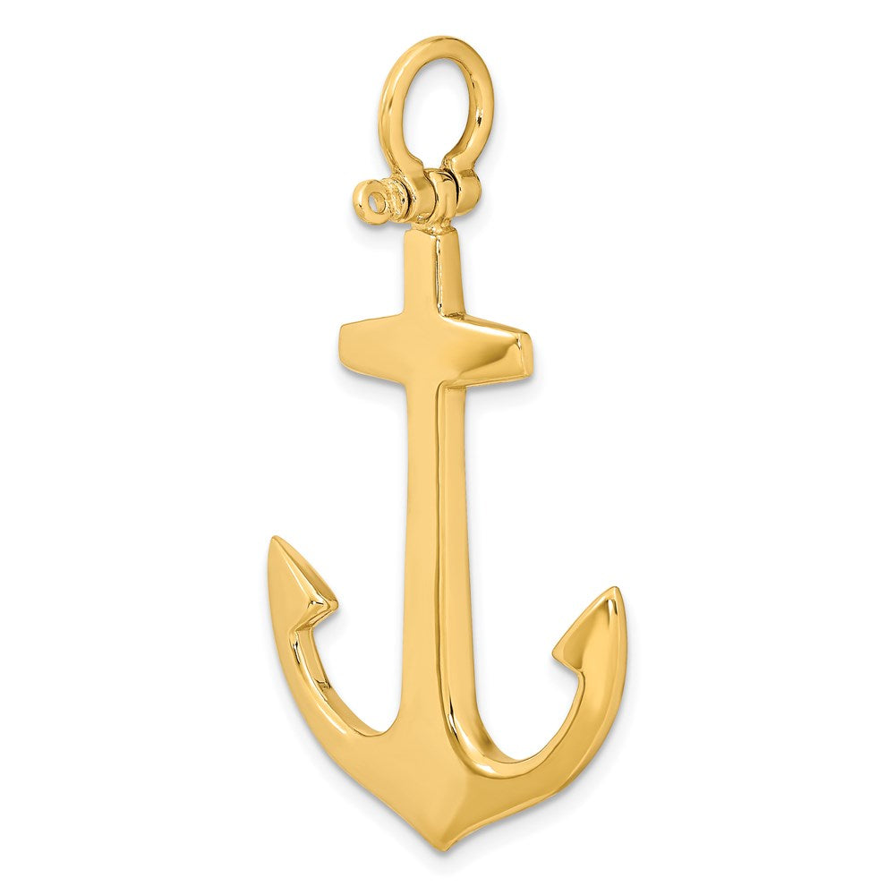 Million Charms 14K Yellow Gold Themed 3-D Polished Large Nautical Anchor Charm