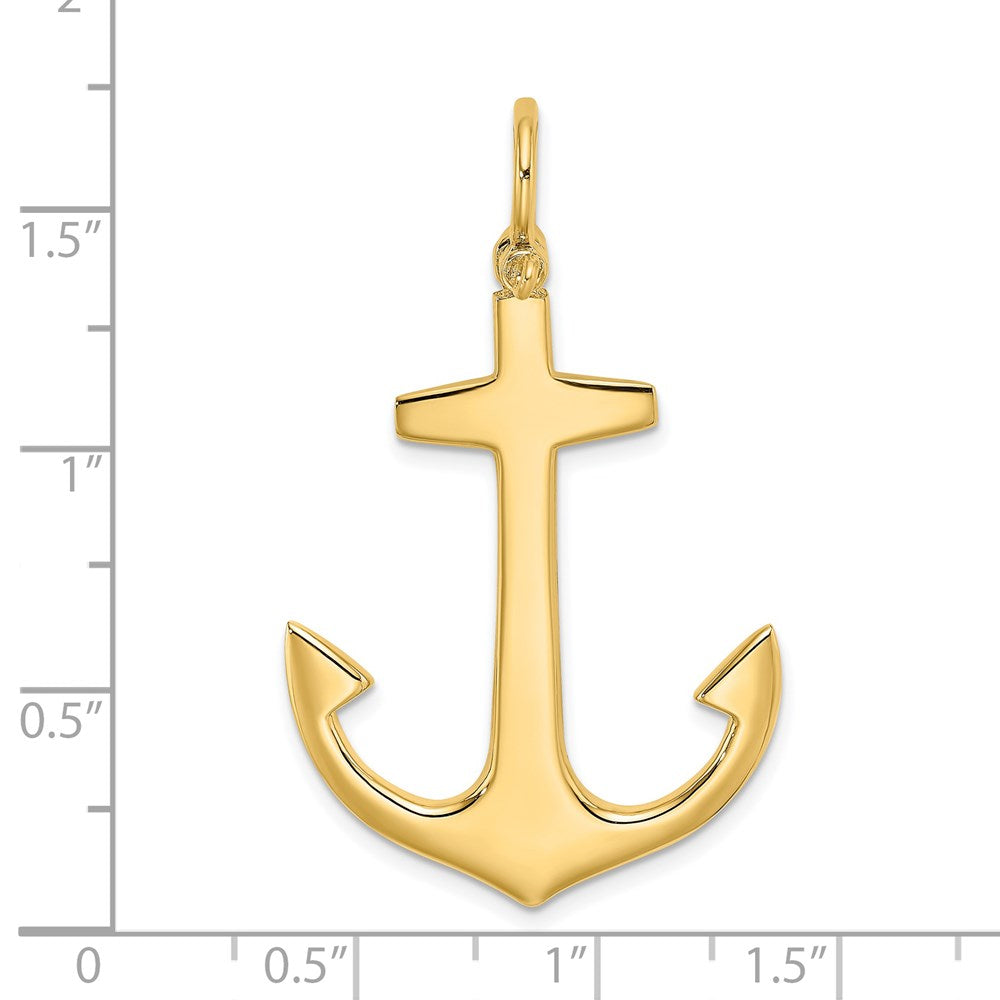 Million Charms 14K Yellow Gold Themed 3-D Polished Large Nautical Anchor Charm