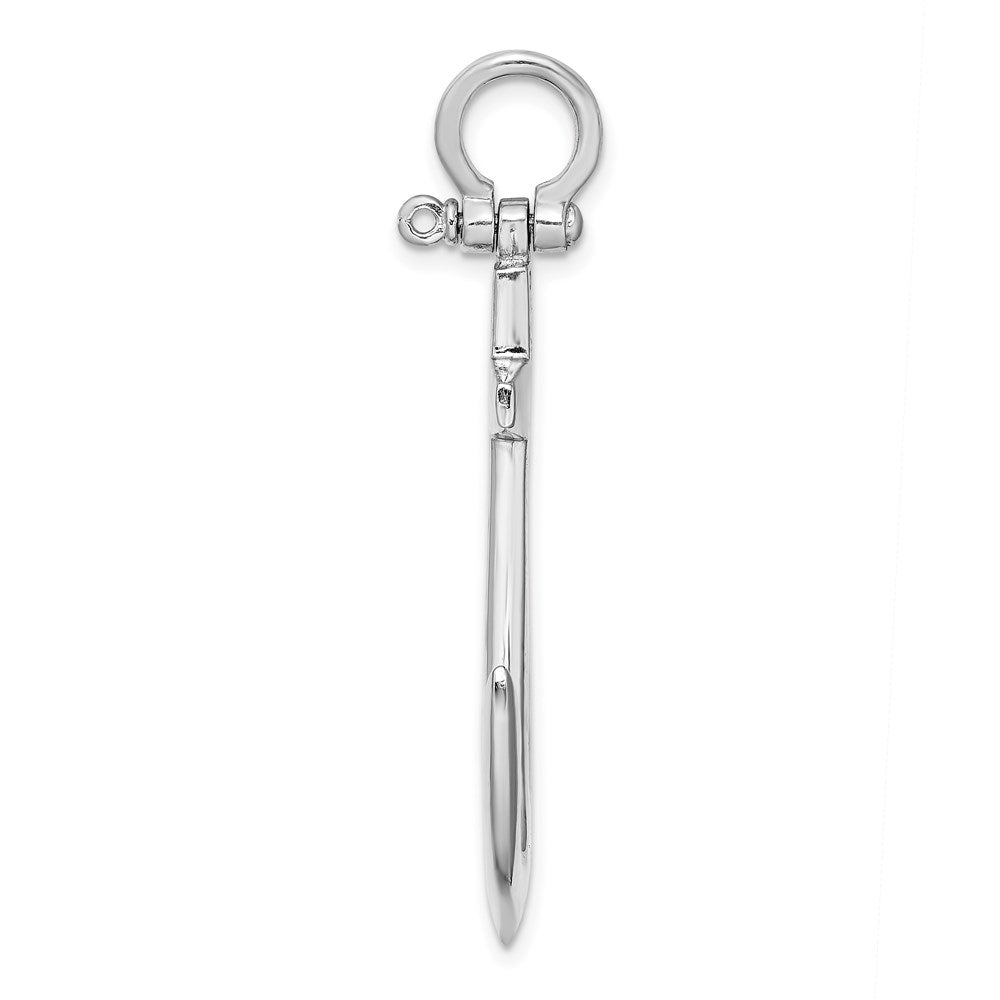 Million Charms 14K White Gold Themed 3-D Polished Large Nautical Anchor Charm