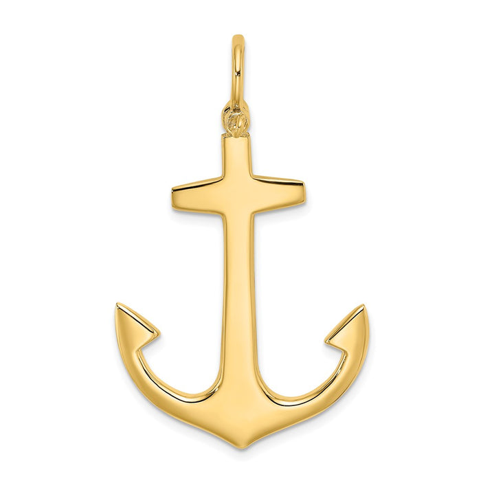 Million Charms 14K Yellow Gold Themed 3-D Polished Large Nautical Anchor Charm
