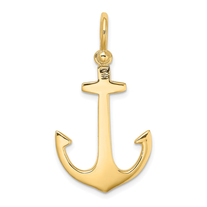 Million Charms 14K Yellow Gold Themed 3-D Polished Nautical Anchor Charm