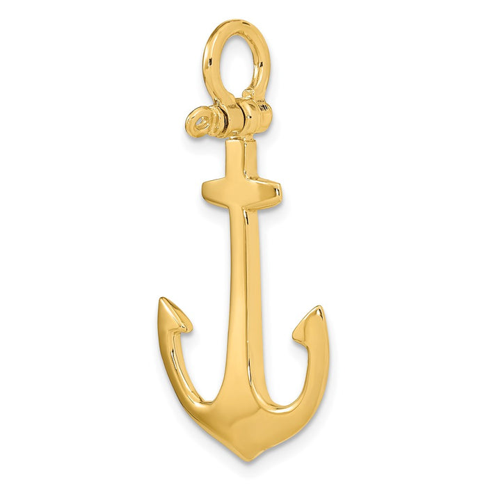 Million Charms 14K Yellow Gold Themed 3-D Polished Nautical Anchor Charm