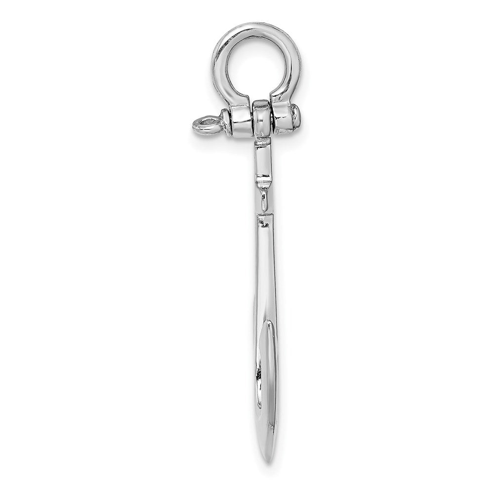 Million Charms 14K White Gold Themed Polished 3-D Nautical Anchor Charm
