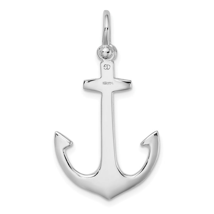 Million Charms 14K White Gold Themed Polished 3-D Nautical Anchor Charm